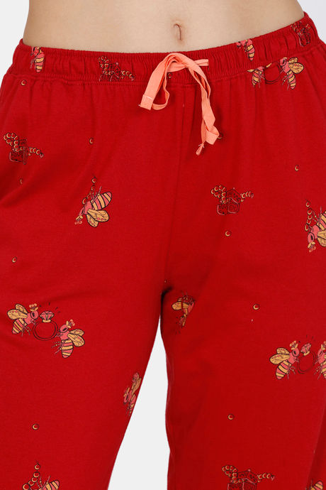 Zivame Queen Bee Antiviral Finish Cotton Pyjama Set - Red — image 6
