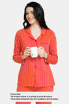 Zivame Sleep Assorted Collar Neck Long Sleeve Top - Orange — thumbnail 1