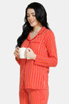 Zivame Sleep Assorted Collar Neck Long Sleeve Top - Orange — thumbnail 2