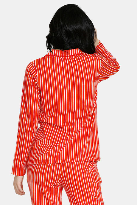 Zivame Sleep Assorted Collar Neck Long Sleeve Top - Orange — image 3