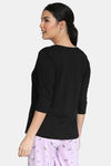 Zivame Sleep Assorted Round Neck Long Sleeve Top - Black — thumbnail 3