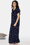 Zivame Snowflakes Antiviral Finish Rayon Full Length Nightdress - Navy Blue — thumbnail 2