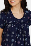 Zivame Snowflakes Antiviral Finish Rayon Full Length Nightdress - Navy Blue — thumbnail 5