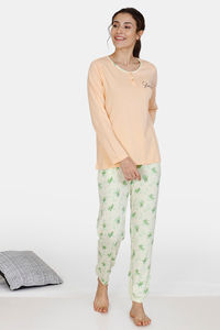 Buy Zivame Tree Of Life Cotton Pyjama Set - Yellow