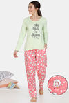 Zivame Crazy Farm Cotton Pyjama Set - Pink Green — thumbnail 1