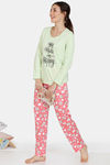 Zivame Crazy Farm Cotton Pyjama Set - Pink Green — thumbnail 4