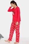 Zivame Crazy Farm Cotton Pyjama Set - Red — thumbnail 2
