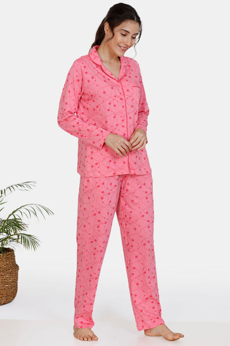 Zivame In Rhythm Cotton Pyjama Set - Pink — image 2