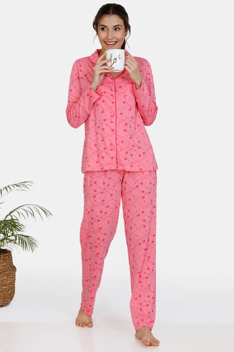 Zivame In Rhythm Cotton Pyjama Set - Pink — image 4
