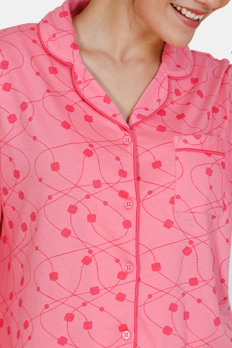 Zivame In Rhythm Cotton Pyjama Set - Pink — image 5