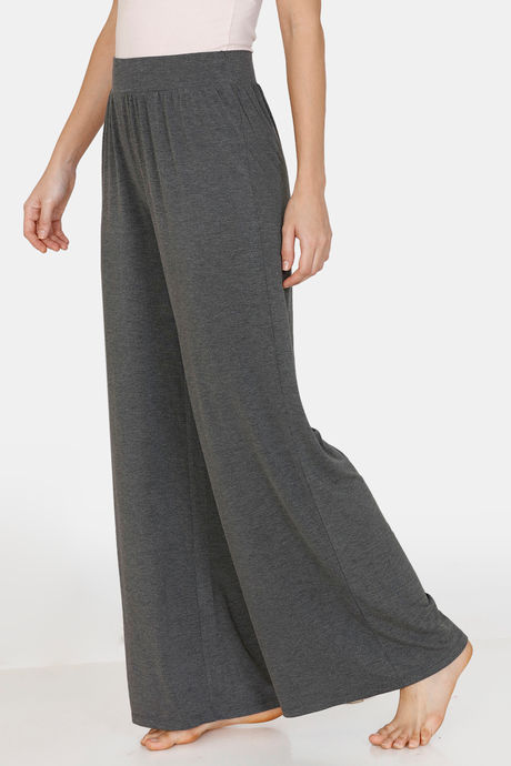 Zivame Lounge Viscose Blend Flared Pants - Black — image 2