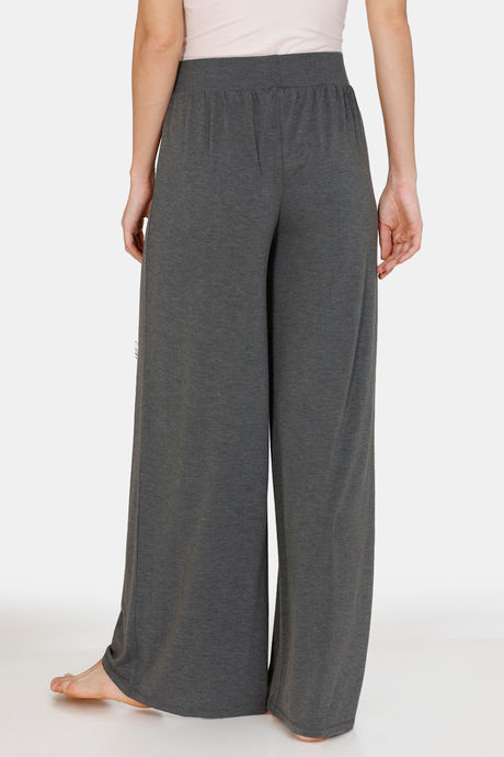 Zivame Lounge Viscose Blend Flared Pants - Black — image 3