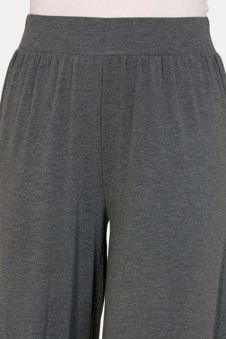 Zivame Lounge Viscose Blend Flared Pants - Black — image 5