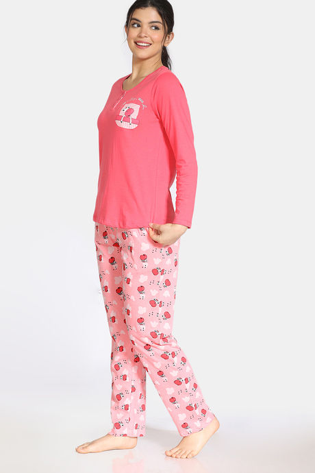 Zivame Barnyard Knit Cotton Pyjama Set - Pink — image 2