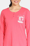 Zivame Barnyard Knit Cotton Pyjama Set - Pink — thumbnail 5