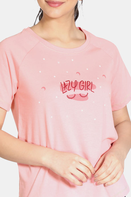 Zivame Sleepy Owl Cotton Top - Pink — image 5