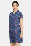 Zivame Doodle Cotton Shorts Set - Navy Blue — thumbnail 2
