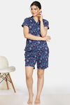 Zivame Doodle Cotton Shorts Set - Navy Blue — thumbnail 4