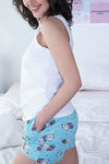 Zivame Sleepy Owl Knit Cotton Shorts Set- White N Print — thumbnail 4