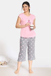 Zivame Pretty Pigs Cotton Capri Set - Wild Dove — thumbnail 4