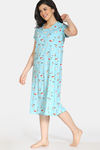 Zivame Pretty Pigs Cotton Mid Length Nightdress - Plume — thumbnail 2