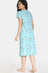Zivame Pretty Pigs Cotton Mid Length Nightdress - Plume — thumbnail 3