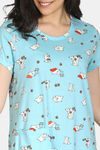 Zivame Pretty Pigs Cotton Mid Length Nightdress - Plume — thumbnail 5