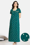 Zivame Pretty Pigs Cotton Full Length Nightdress - Green — thumbnail 1