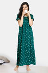 Zivame Pretty Pigs Cotton Full Length Nightdress - Green — thumbnail 4