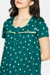 Zivame Pretty Pigs Cotton Full Length Nightdress - Green — thumbnail 5