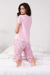 Zivame Crazy Sheep Knit Cotton Pyjama Set- Pink N Print — thumbnail 3
