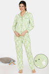 Zivame Paws Knit Cotton Pyjama Set - Green — thumbnail 1