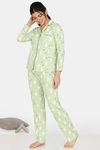 Zivame Paws Knit Cotton Pyjama Set - Green — thumbnail 2