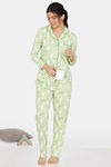 Zivame Paws Knit Cotton Pyjama Set - Green — thumbnail 4