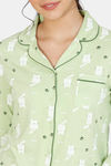 Zivame Paws Knit Cotton Pyjama Set - Green — thumbnail 5