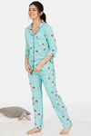 Zivame Bob N Berry Knit Cotton Pyjama Set - Green — thumbnail 2