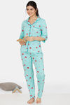 Zivame Bob N Berry Knit Cotton Pyjama Set - Green — thumbnail 4