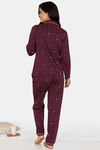 Zivame Starstruck Knit Cotton Pyjama Set - Purple — thumbnail 3