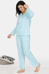 Zivame Must Haves Knit Cotton Pyjama Set - Blue — thumbnail 2