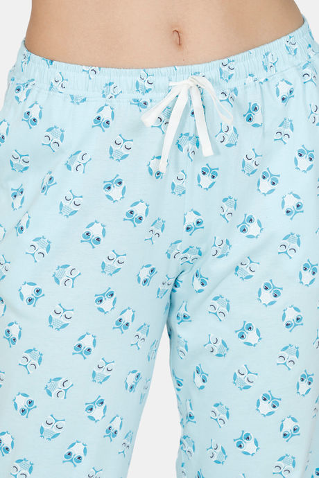 Zivame Must Haves Knit Cotton Pyjama Set - Blue — image 6