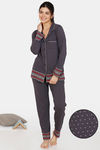Zivame Nordic Nights Knit Cotton Pyjama Set - Charcoal Grey — thumbnail 1