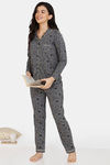 Zivame Slumber Chic Knit Cotton Pyjama Set - Grey — thumbnail 4