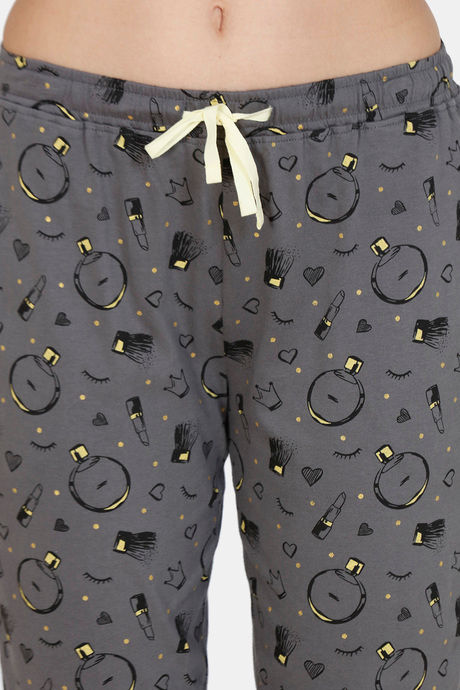 Zivame Slumber Chic Knit Cotton Pyjama Set - Grey — image 6