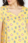 Zivame Sleepy Owl Butter-Soft Poly Knit Mid Length Nightdress - Yellow — thumbnail 5