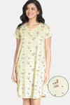 Zivame Barnyard Knit Cotton Knee Length Nightdress - Mellow Yellow — thumbnail 1