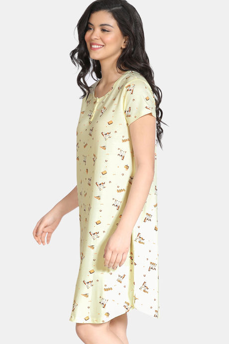 Zivame Barnyard Knit Cotton Knee Length Nightdress - Mellow Yellow — image 2