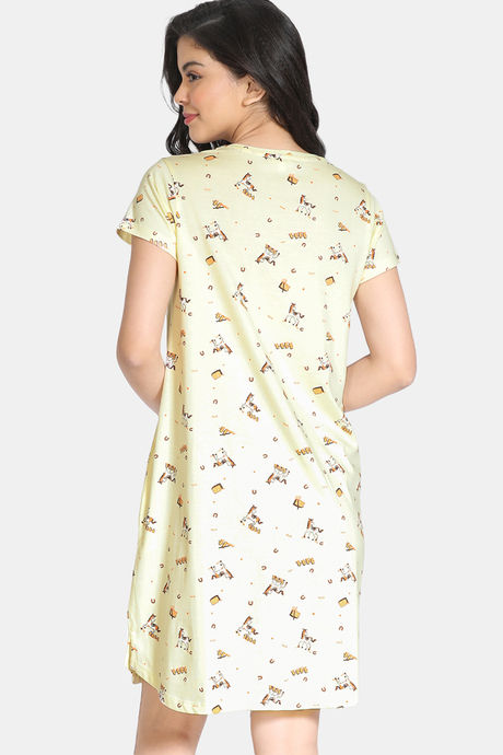 Zivame Barnyard Knit Cotton Knee Length Nightdress - Mellow Yellow — image 3