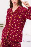 Zivame Tropical Fizz Polyester Pyjama Set- Maroon N Print — thumbnail 5