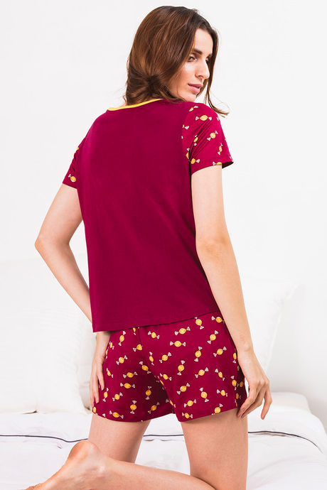 Zivame Candyland Butter-Soft Poly Knit Shorts Set - Maroon — image 3