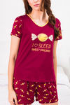 Zivame Candyland Butter-Soft Poly Knit Shorts Set - Maroon — thumbnail 5